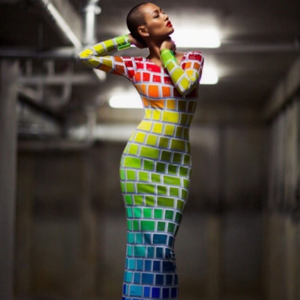 Jeremy Scott for Adidas Rainbow Keyboard dress